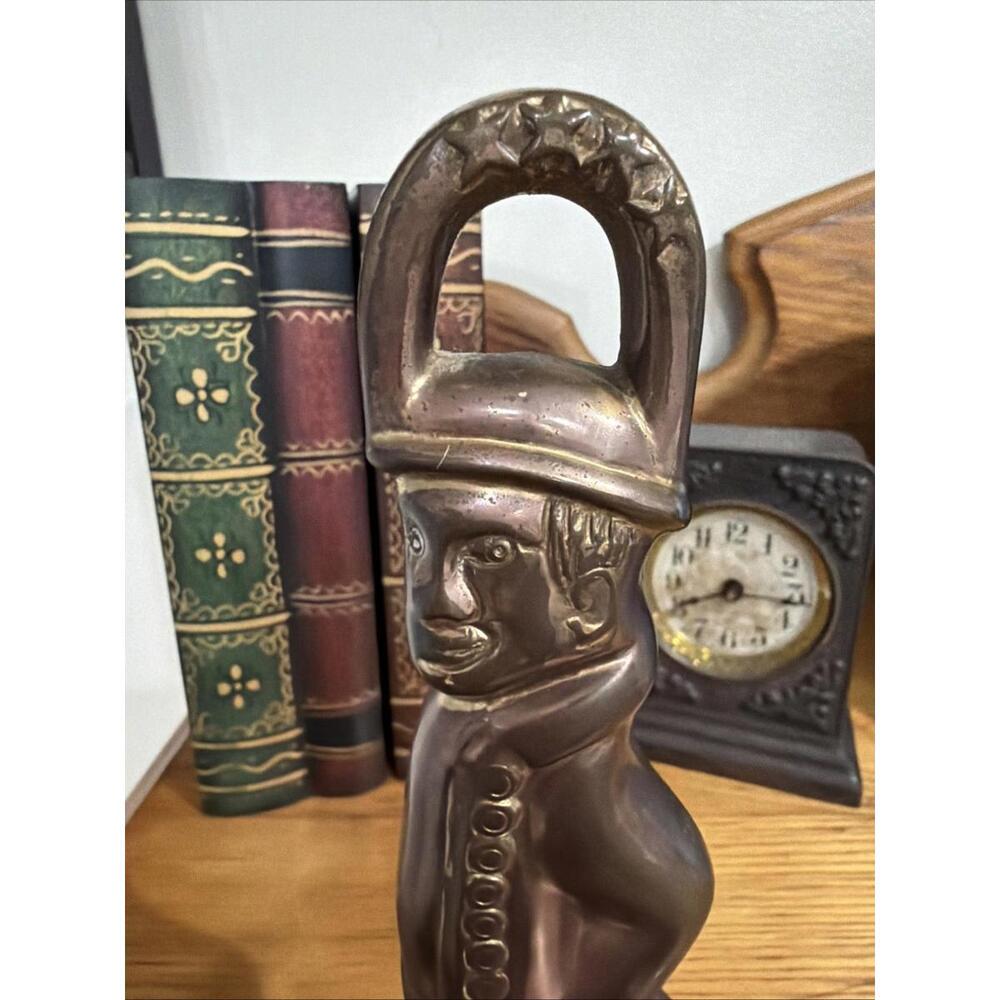 Vintage Hessian Soldier Brass Door Stop Book End Revolutionary War Colonial - Picture 3 of 10